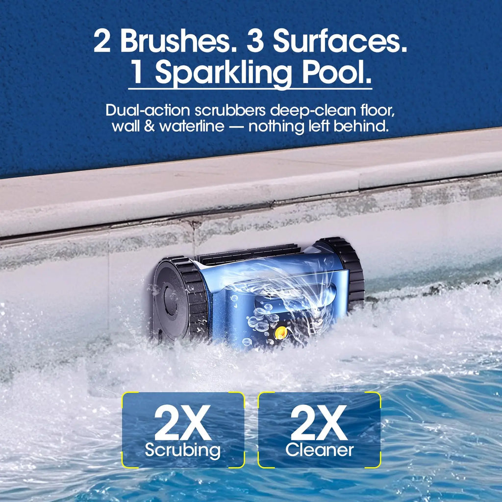 AquaBot SAT™ 25 Sonar – Robot Nettoyeur Piscine Sans Fil, Navigation Sonar Trace Drive, 180 min, Parois & Fond