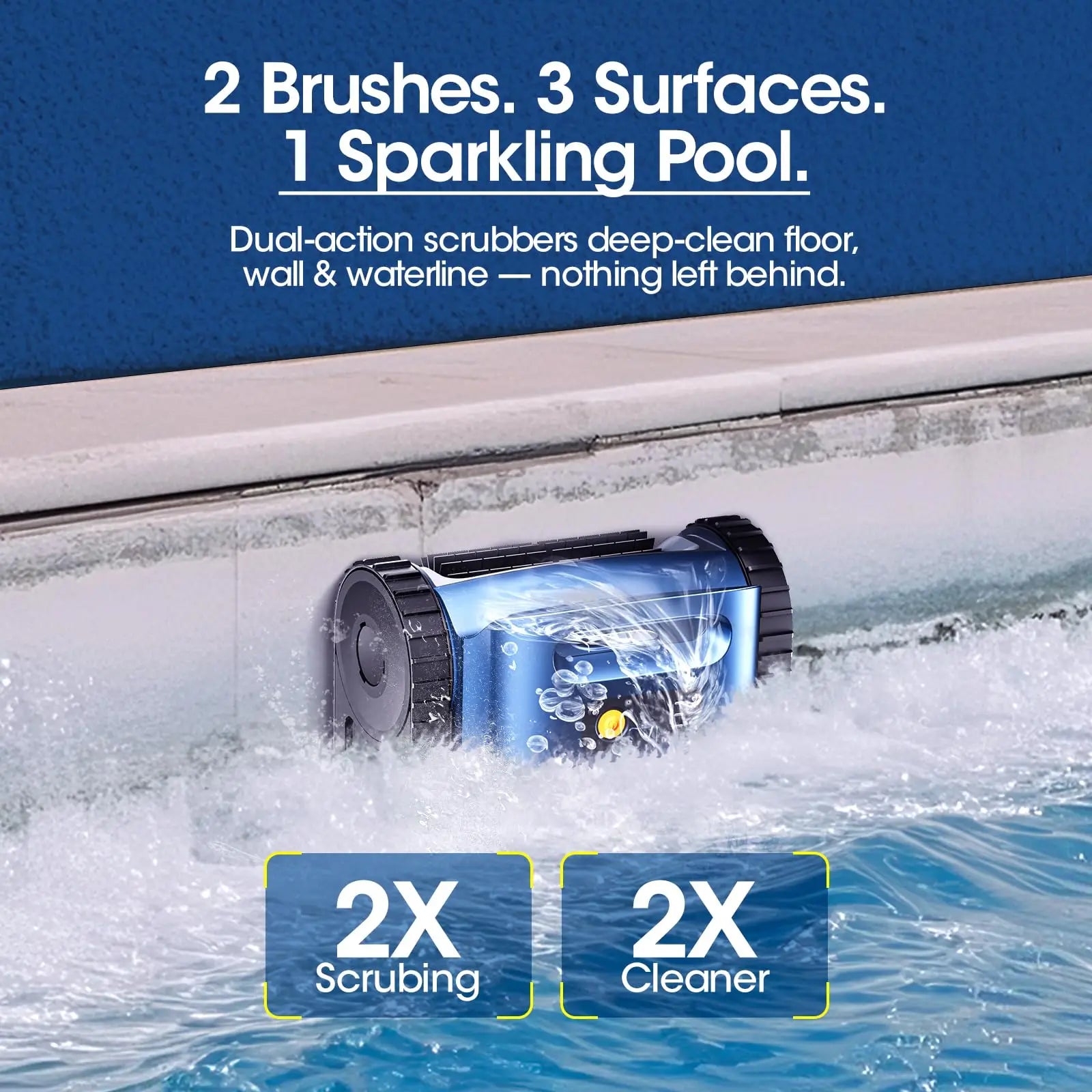 AquaBot SAT™ 25 Sonar – Robot Nettoyeur Piscine Sans Fil, Navigation Sonar Trace Drive, 180 min, Parois & Fond