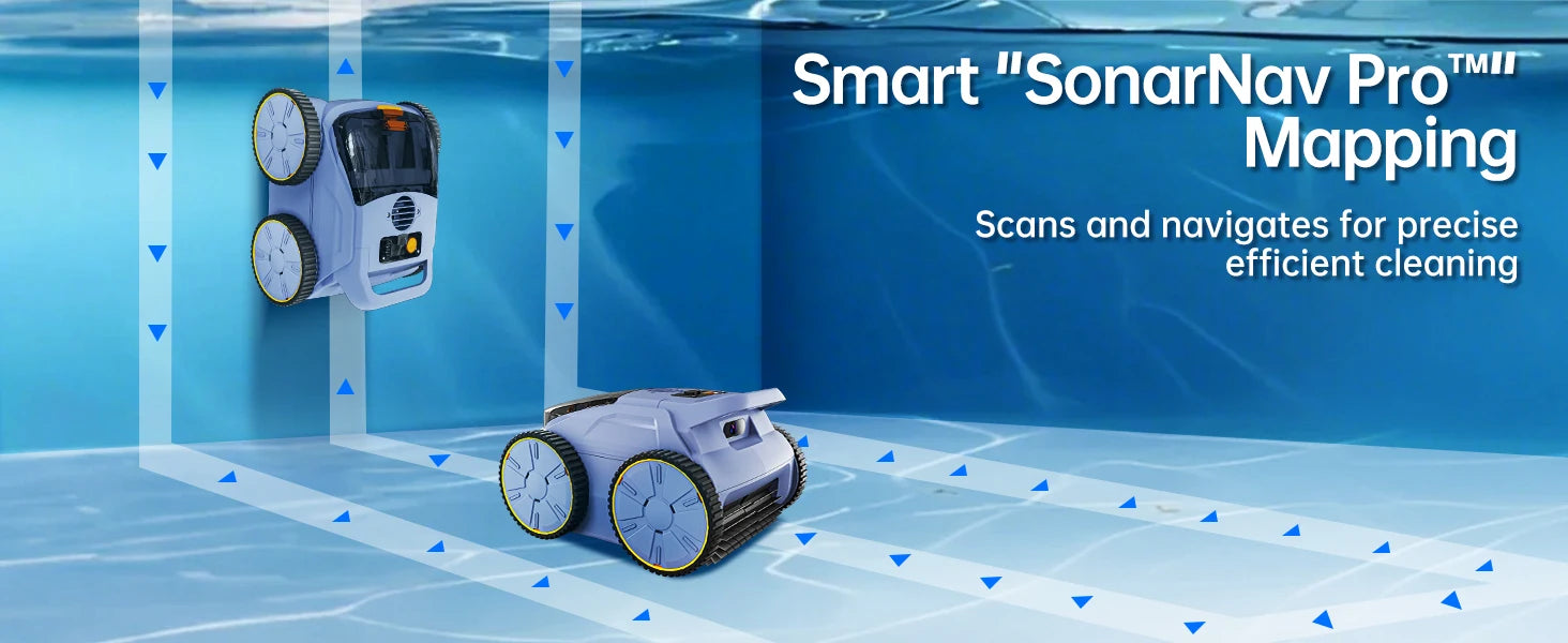 AquaBot SAT™ Pro – Robot Nettoyeur de Piscine Sans Fil, 45 000 Pa, Autonomie 150 min, Jusqu'à 200 m²