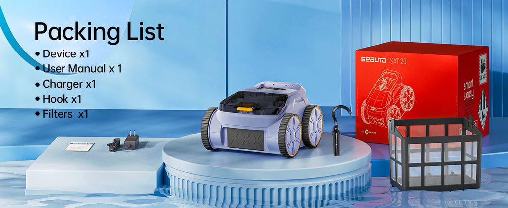 AquaBot SAT™ Pro – Robot Nettoyeur de Piscine Sans Fil, 45 000 Pa, Autonomie 150 min, Jusqu'à 200 m²
