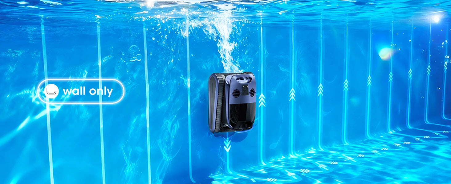 AquaBot Shark™ AI Pro – Robot Nettoyeur Piscine Sans Fil, Navigation IA Sonar, 4 Modes, 240 min, Jusqu'à 300 m²