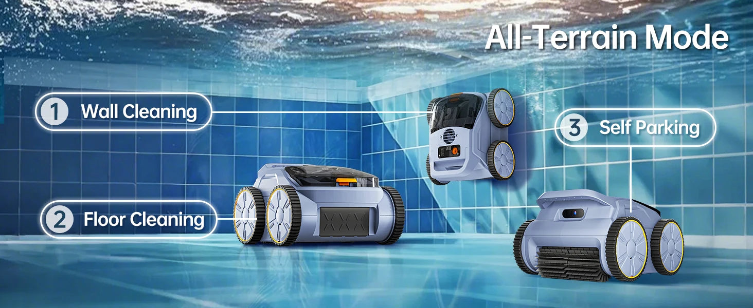 AquaBot SAT™ Pro – Robot Nettoyeur de Piscine Sans Fil, 45 000 Pa, Autonomie 150 min, Jusqu'à 200 m²