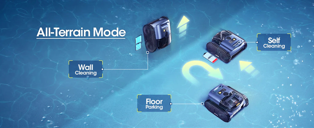 AquaBot SAT™ 25 Sonar – Robot Nettoyeur Piscine Sans Fil, Navigation Sonar Trace Drive, 180 min, Parois & Fond