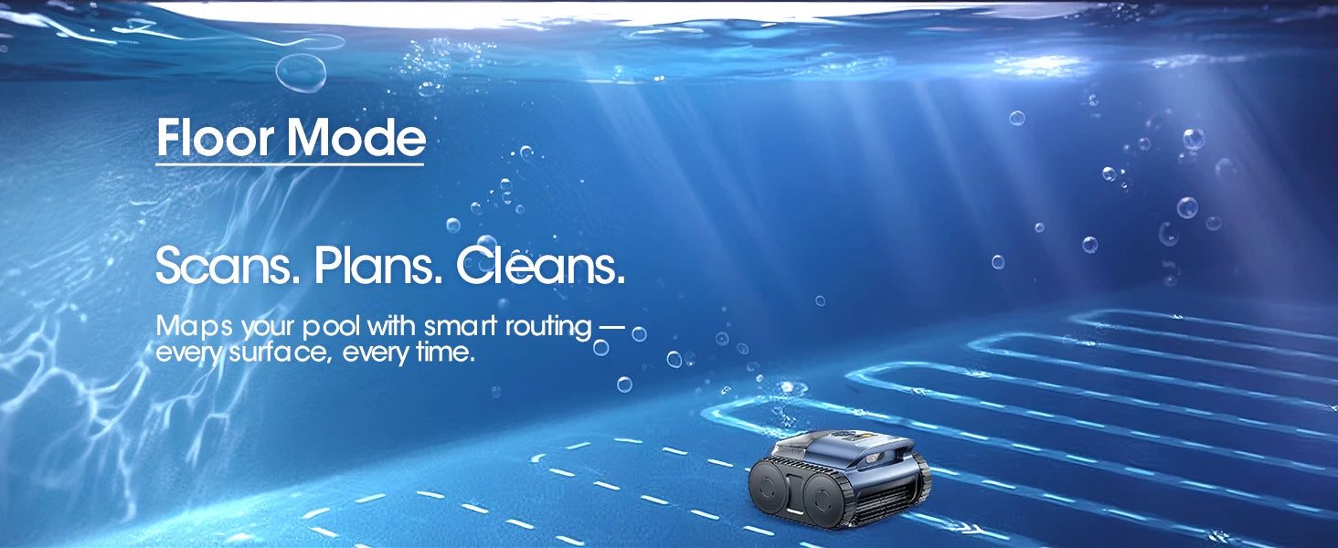 AquaBot SAT™ 25 Sonar – Robot Nettoyeur Piscine Sans Fil, Navigation Sonar Trace Drive, 180 min, Parois & Fond
