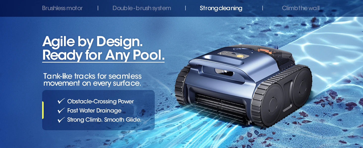 AquaBot SAT™ 25 Sonar – Robot Nettoyeur Piscine Sans Fil, Navigation Sonar Trace Drive, 180 min, Parois & Fond