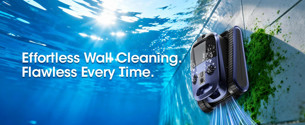 AquaBot Shark™ AI Pro – Robot Nettoyeur Piscine Sans Fil, Navigation IA Sonar, 4 Modes, 240 min, Jusqu'à 300 m²