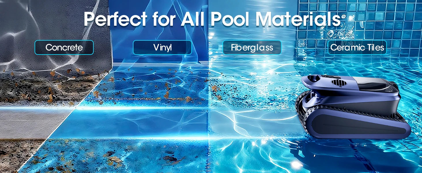 AquaBot Shark™ AI Pro – Robot Nettoyeur Piscine Sans Fil, Navigation IA Sonar, 4 Modes, 240 min, Jusqu'à 300 m²