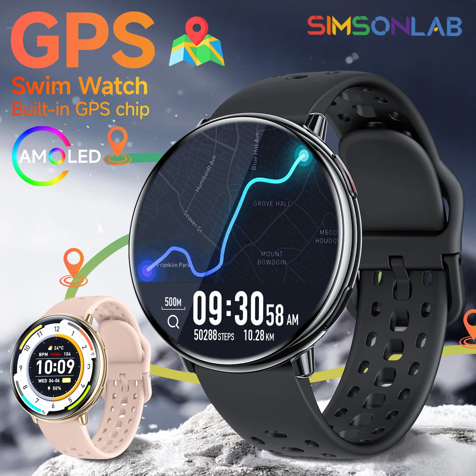 LunaWatch X™ GPS Outdoor – Montre Connectée AMOLED 1.43", GPS, Boussole, IP68, ChatGPT, 9 Sports