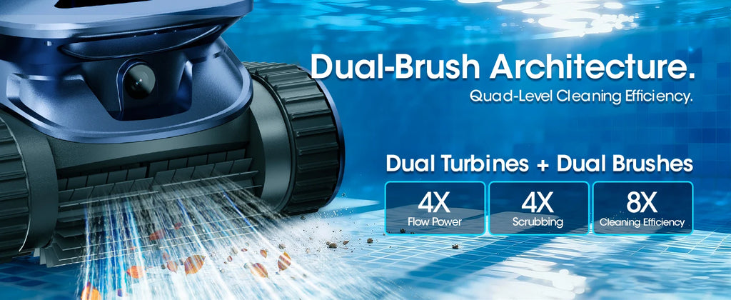 AquaBot Shark™ AI Pro – Robot Nettoyeur Piscine Sans Fil, Navigation IA Sonar, 4 Modes, 240 min, Jusqu'à 300 m²