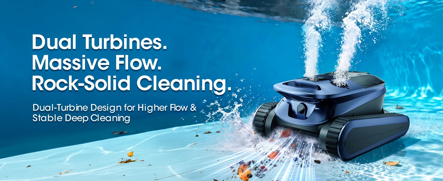 AquaBot Shark™ AI Pro – Robot Nettoyeur Piscine Sans Fil, Navigation IA Sonar, 4 Modes, 240 min, Jusqu'à 300 m²