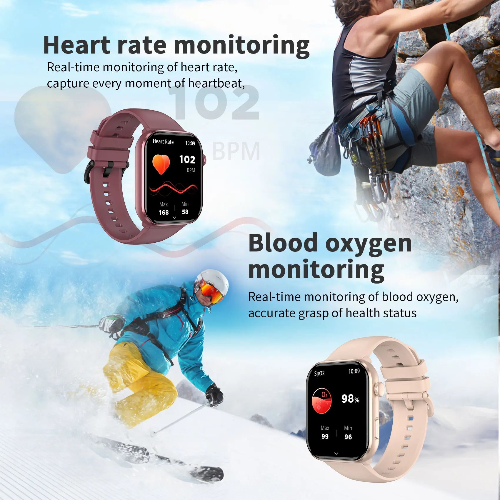 LunaWatch X™ Sport Elite – Montre Connectée AMOLED 1.96", 800mAh, Appels BT, SpO2, 3 Coloris