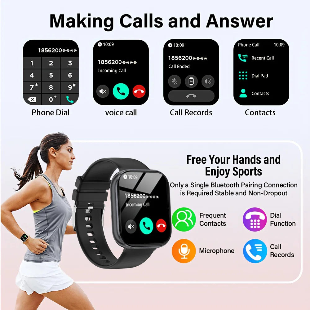 LunaWatch X™ Titan 2.04" – Montre Connectée AMOLED, 1000mAh, Always On, Alexa, IP68, 100+ Sports, 9 Bracelets