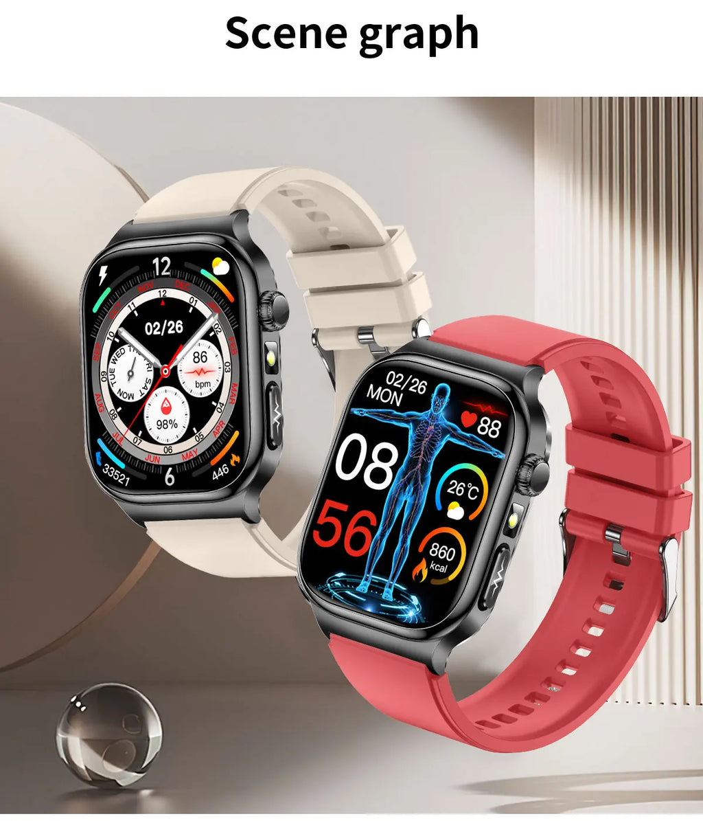 LunaWatch X™ Ultra Health Pro – Montre Connectée AMOLED 2.04", ECG, Saphir, IP68, 14-20 Jours, 13 Bracelets