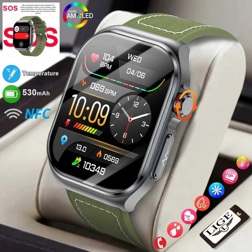 LunaWatch X™ Pro 2.04" – Montre Connectée AMOLED, ECG, NFC, Composition Corporelle, IP68, 7 Bracelets