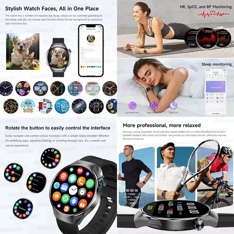 LunaWatch X™ Business Pro – Montre Connectée AMOLED 1.75", Boussole, Altimètre, Appels BT, 11 Bracelets