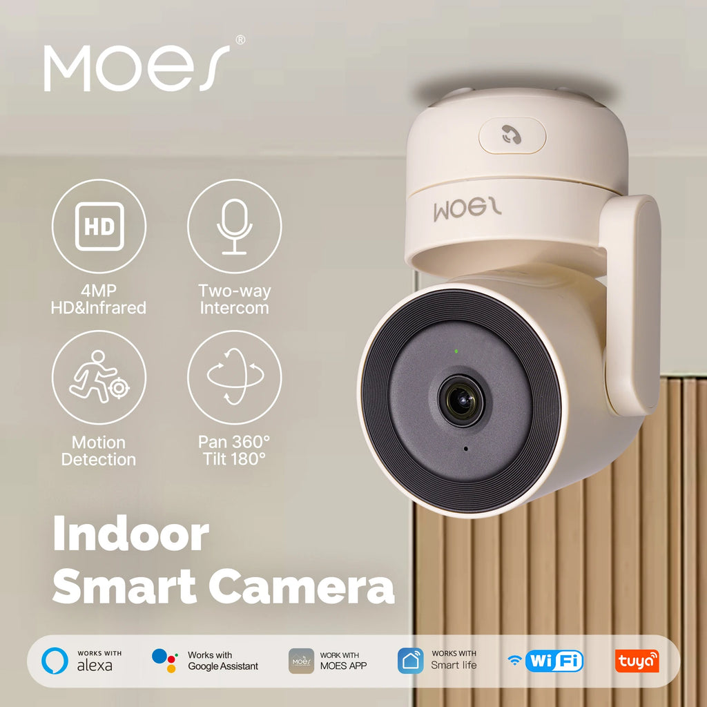 HomeGuard Pro™ – Caméra de Sécurité WiFi Intérieure 4MP, Rotation 360°, Vision Nocturne, Détection Mouvement & Son