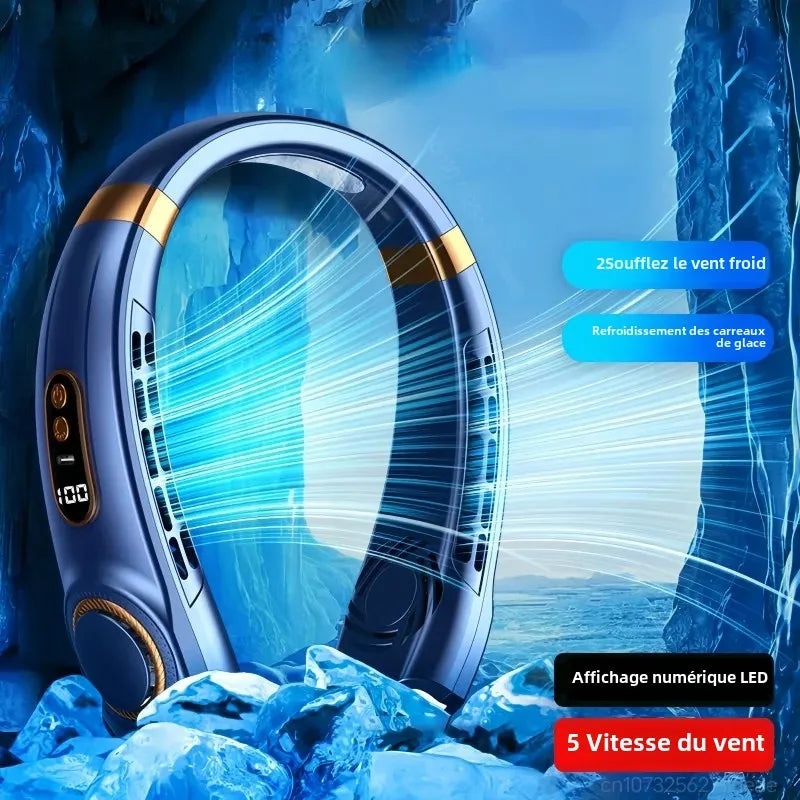 AeroChill X™ Ice – Ventilateur de Cou Sans Pales, 4 Plaques Refroidissantes, LED, 5 Vitesses, 4000mAh