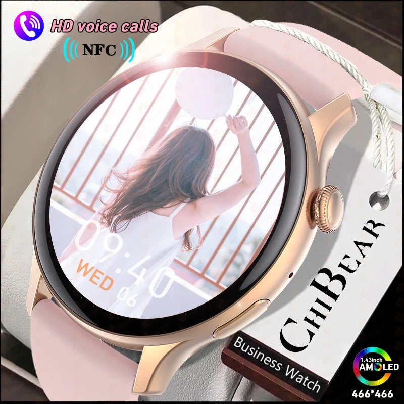 LunaWatch X™ Fashion AI – Montre Connectée AMOLED 1.43", NFC, GPS, IP68, Bracelet Acier, 9 Coloris