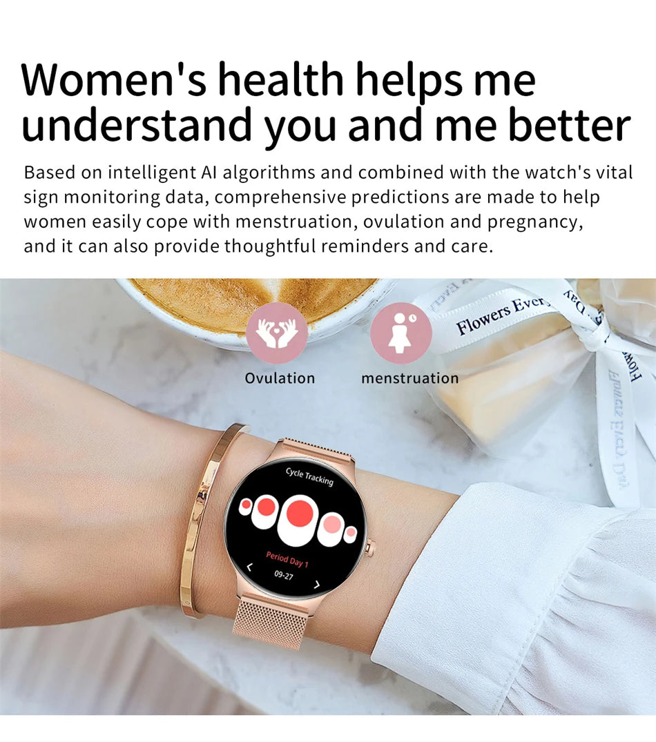 LunaWatch X™ Lady 466 – Montre Connectée Femme AMOLED 1.43", Always On, Appels BT, Santé Féminine, 9 Coloris