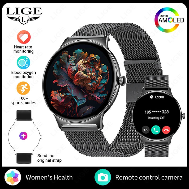 LunaWatch X™ Lady 466 – Montre Connectée Femme AMOLED 1.43", Always On, Appels BT, Santé Féminine, 9 Coloris