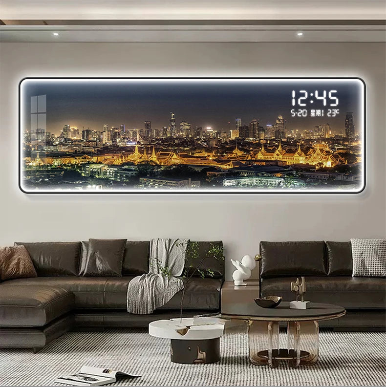 LumiWall™ City Night – Applique Murale LED Paysage Urbain, Bois, Dimmable, Télécommande