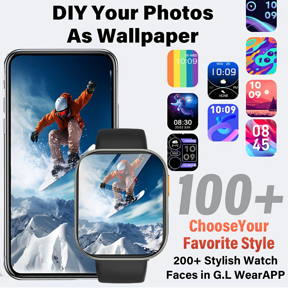 LunaWatch X™ Titan 2.04" – Montre Connectée AMOLED, 1000mAh, Always On, Alexa, IP68, 100+ Sports, 9 Bracelets