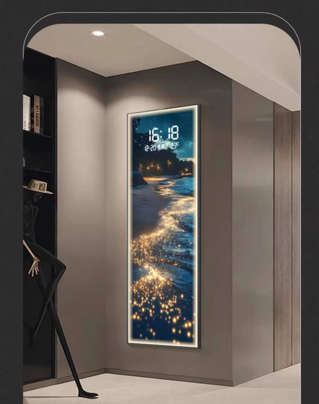 LumiCrystal™ Clock Wall – Applique Murale LED à Cristaux avec Horloge, Tactile & Dimmable, Style Moderne