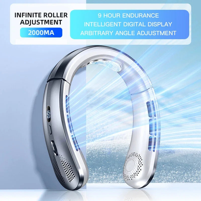 AeroChill X™ Elite – Ventilateur de Cou Sans Pales, 100 Vitesses, Écran LED, Batterie 8000mAh, 9h Autonomie