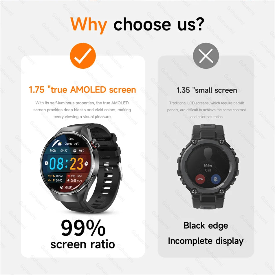 LunaWatch X™ Business Pro – Montre Connectée AMOLED 1.75", Boussole, Altimètre, Appels BT, 11 Bracelets