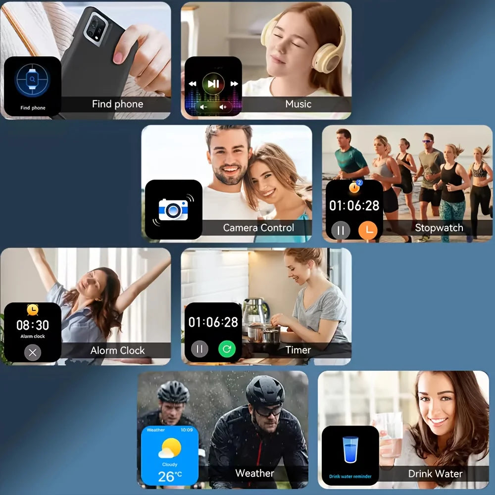 LunaWatch X™ Titan 2.04" – Montre Connectée AMOLED, 1000mAh, Always On, Alexa, IP68, 100+ Sports, 9 Bracelets