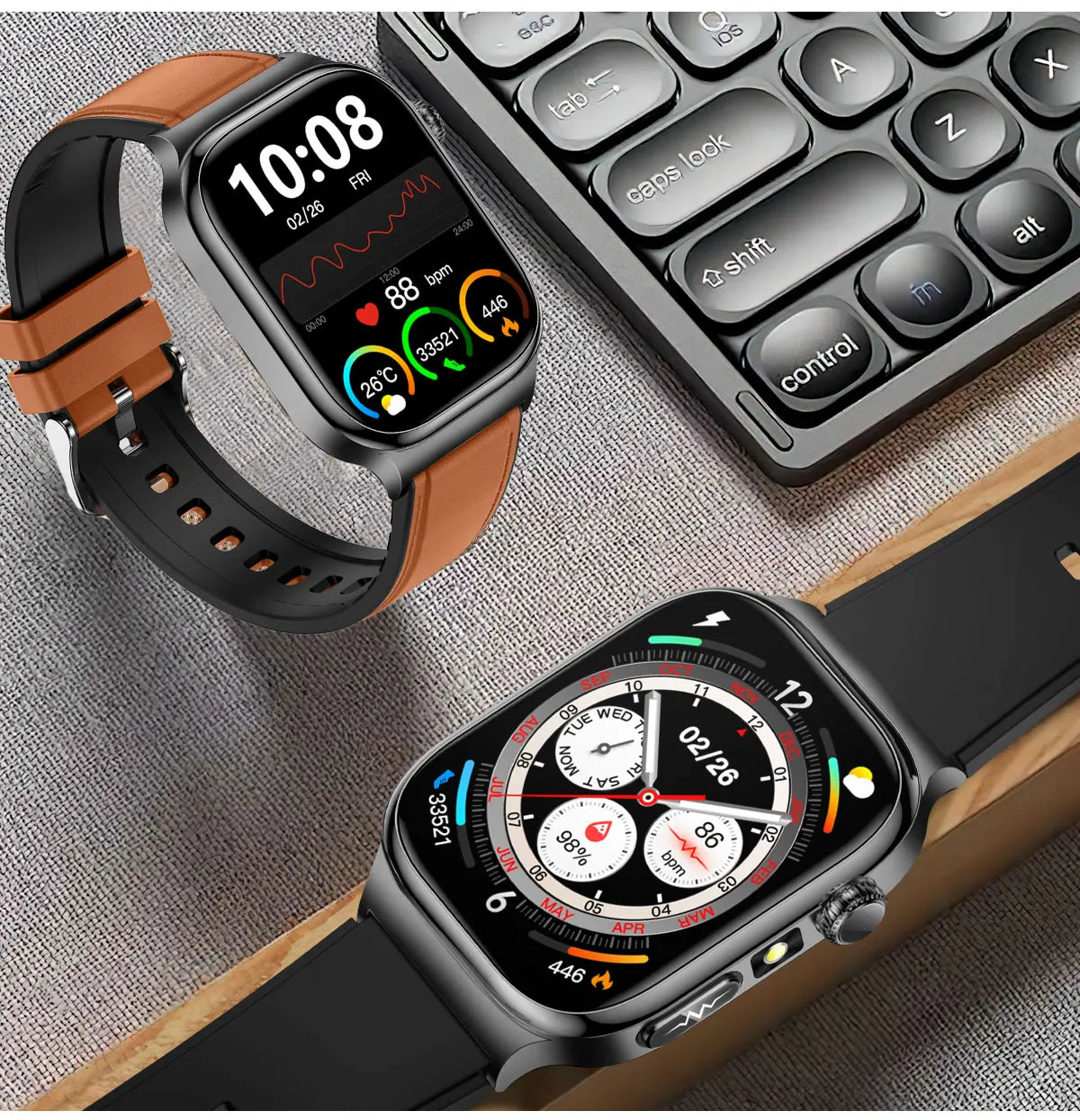 LunaWatch X™ Ultra Health Pro – Montre Connectée AMOLED 2.04", ECG, Saphir, IP68, 14-20 Jours, 13 Bracelets