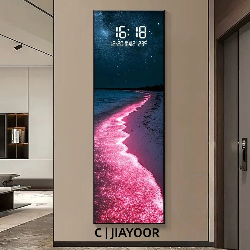 LumiCrystal™ Clock Wall – Applique Murale LED à Cristaux avec Horloge, Tactile & Dimmable, Style Moderne