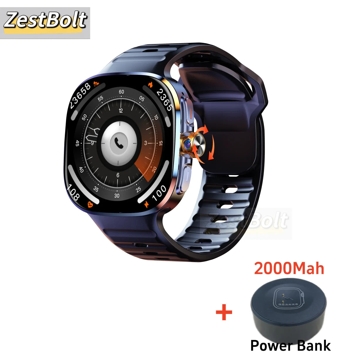 LunaWatch X™ Pro 5G – Smartwatch Android 10, Écran AMOLED 2,4", Caméra 8MP Rotative, SIM 4G/5G, GPS, WiFi