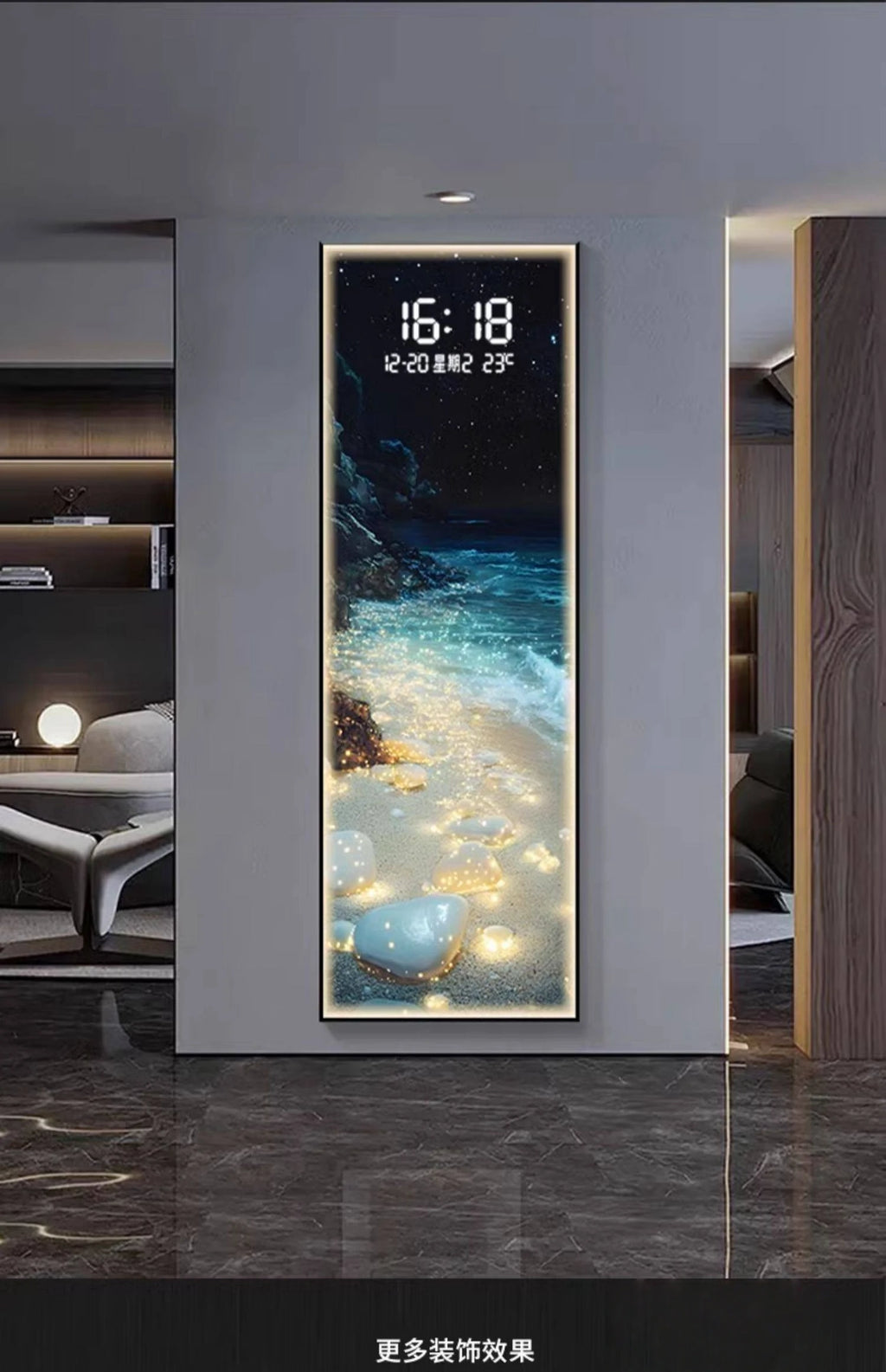 LumiCrystal™ Clock Wall – Applique Murale LED à Cristaux avec Horloge, Tactile & Dimmable, Style Moderne
