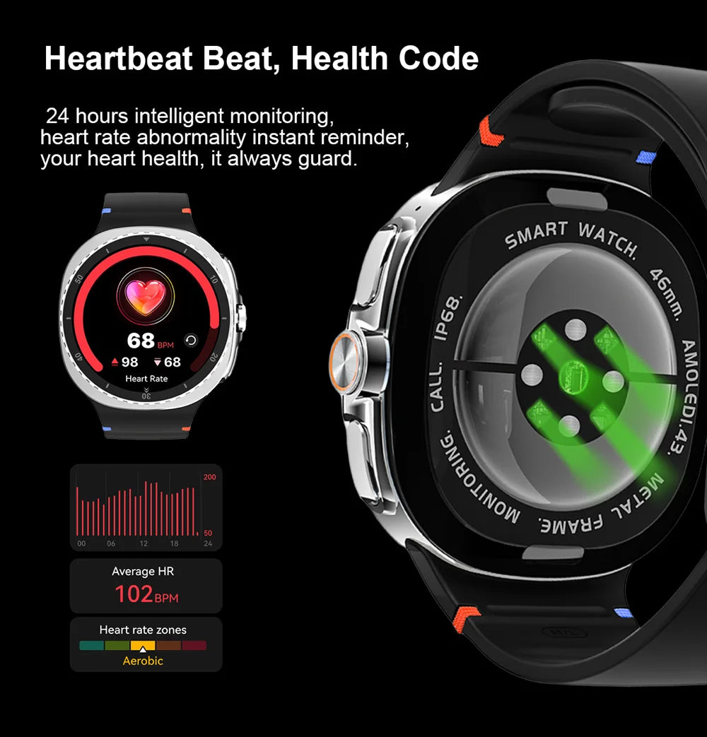 LunaWatch X™ Outdoor – Montre Connectée AMOLED 1.43", 9 Sports, Appels BT, Assistant Vocal, Charge Sans Fil