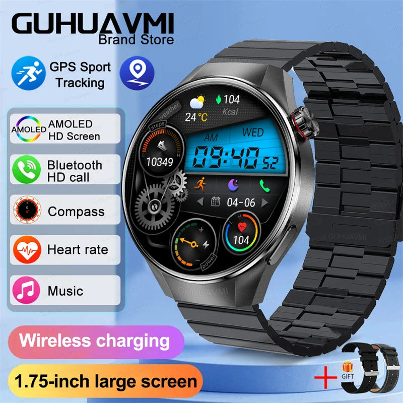 LunaWatch X™ Business Pro – Montre Connectée AMOLED 1.75", Boussole, Altimètre, Appels BT, 11 Bracelets