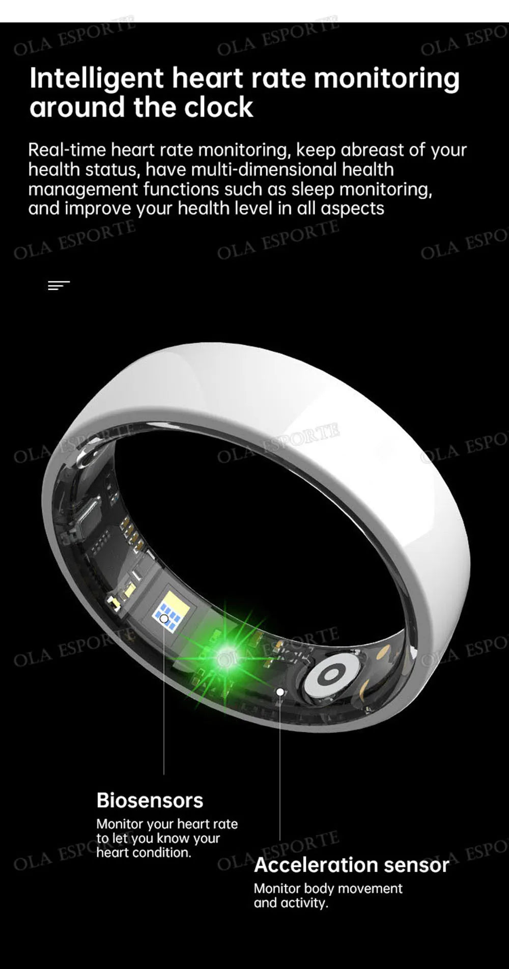 NovaRing X™ Céramique Pro – Bague Connectée Santé, Contrôle Gestuel, IP68 & 5ATM
