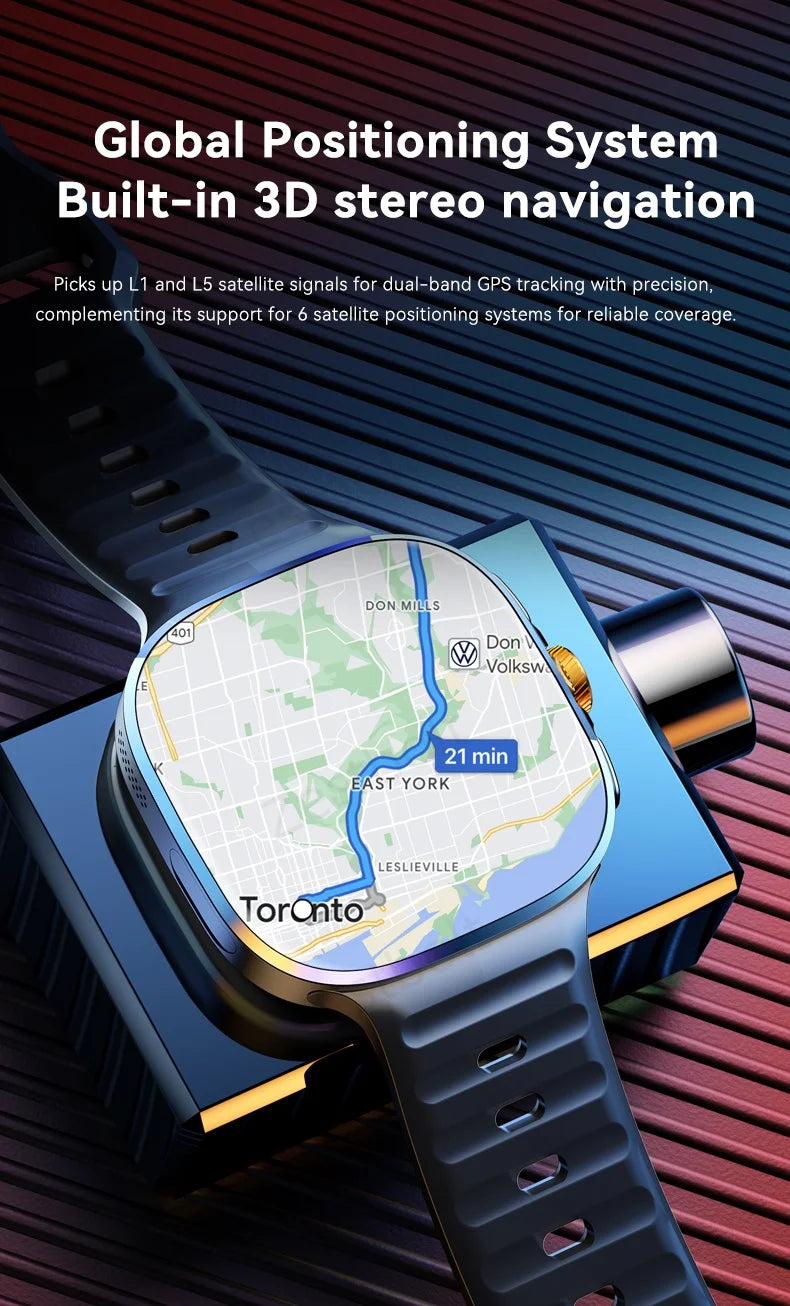 LunaWatch X™ Pro 5G – Smartwatch Android 10, Écran AMOLED 2,4", Caméra 8MP Rotative, SIM 4G/5G, GPS, WiFi