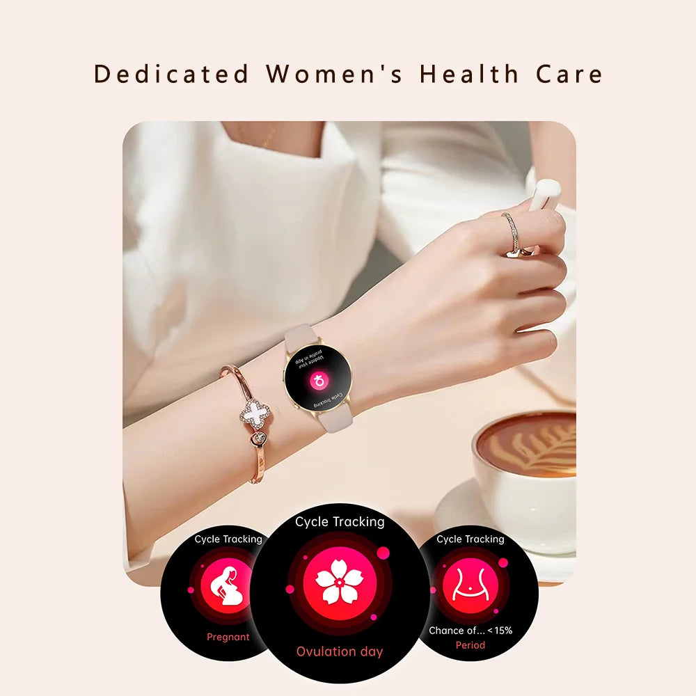 LunaWatch X™ Lady Slim AI – Montre Connectée Femme AMOLED 1.32", Appels BT, AI, Santé Féminine, 9 Bracelets