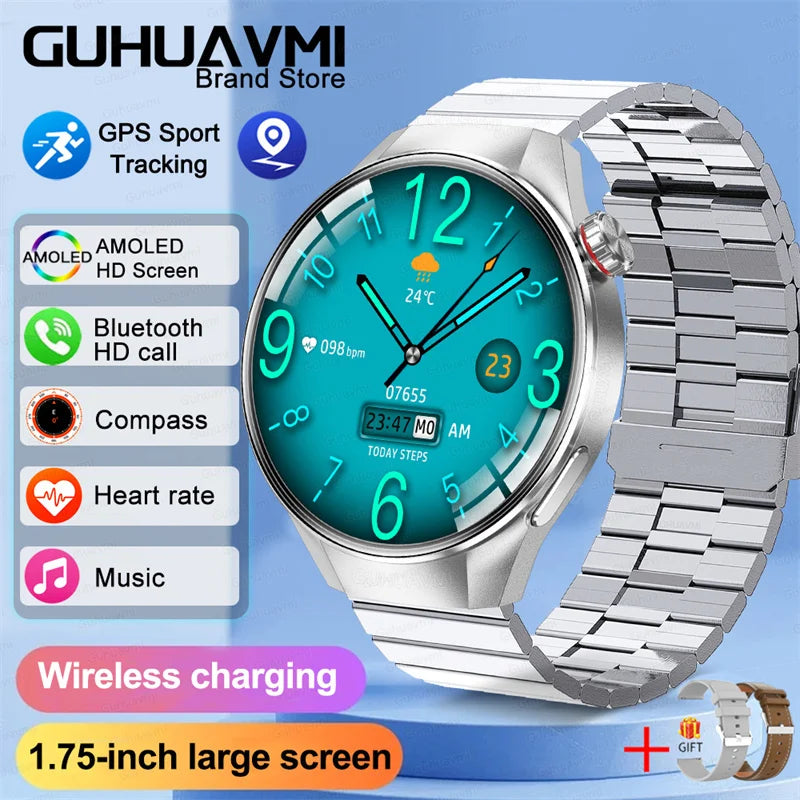 LunaWatch X™ Business Pro – Montre Connectée AMOLED 1.75", Boussole, Altimètre, Appels BT, 11 Bracelets