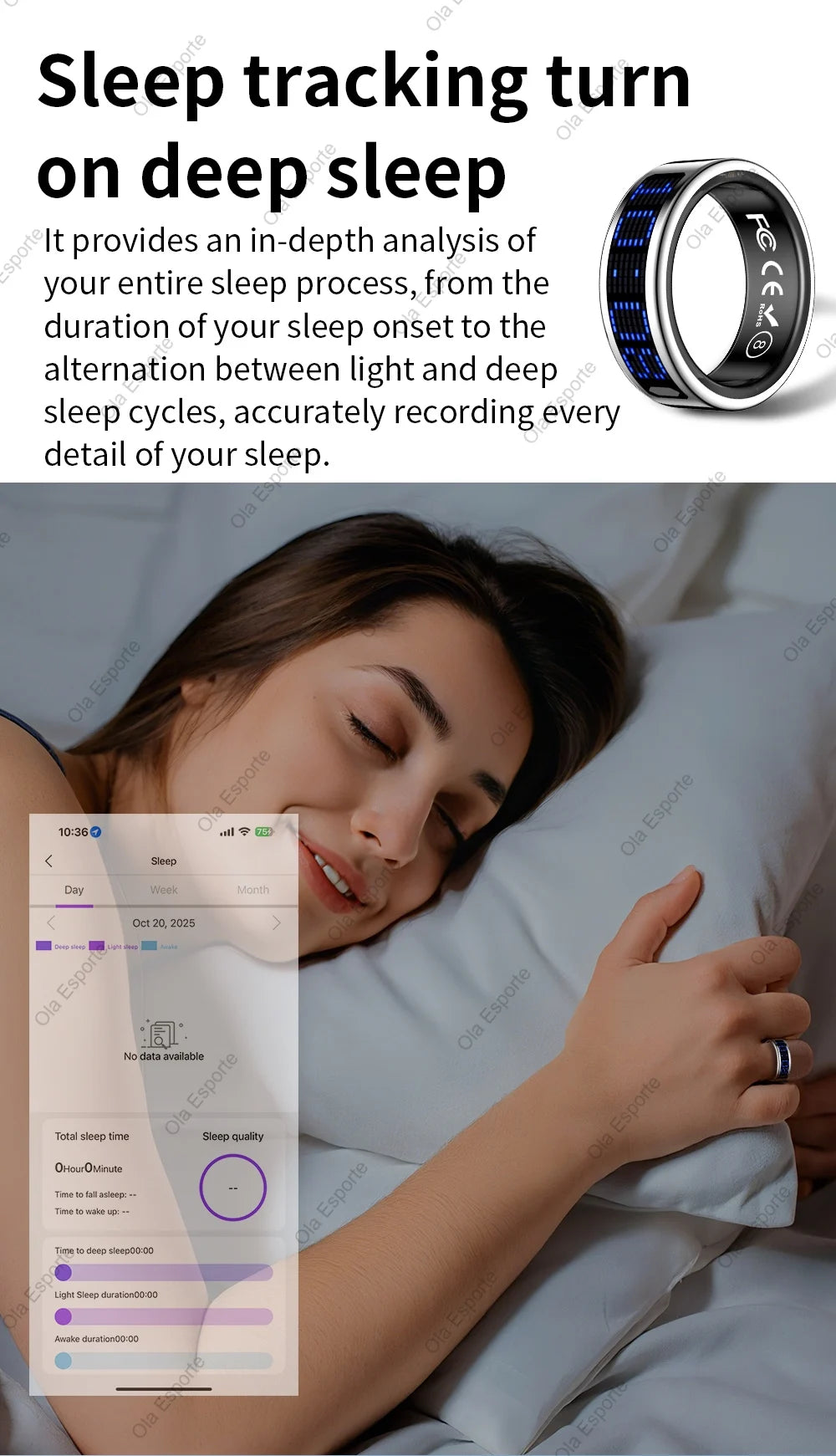 NovaRing X™ Display – Bague Connectée Écran Tactile, FC, Sommeil, 5ATM, Contrôle Caméra