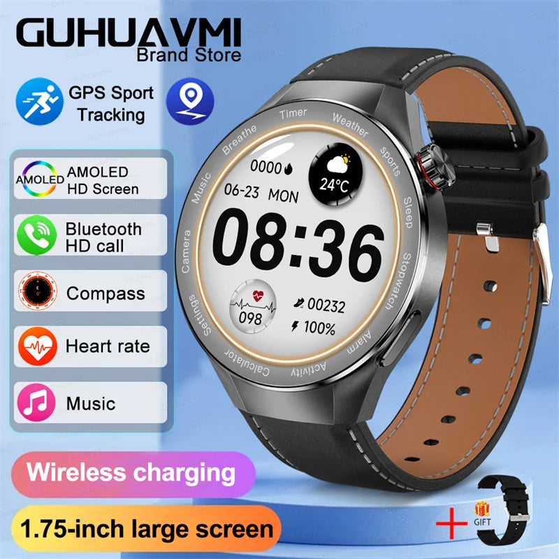 LunaWatch X™ Business Pro – Montre Connectée AMOLED 1.75", Boussole, Altimètre, Appels BT, 11 Bracelets