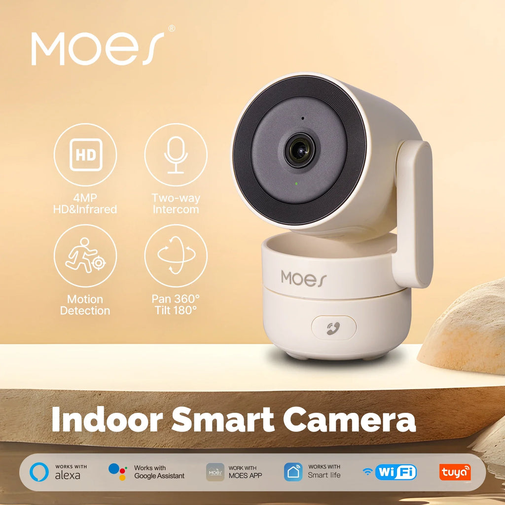 HomeGuard Pro™ – Caméra de Sécurité WiFi Intérieure 4MP, Rotation 360°, Vision Nocturne, Détection Mouvement & Son
