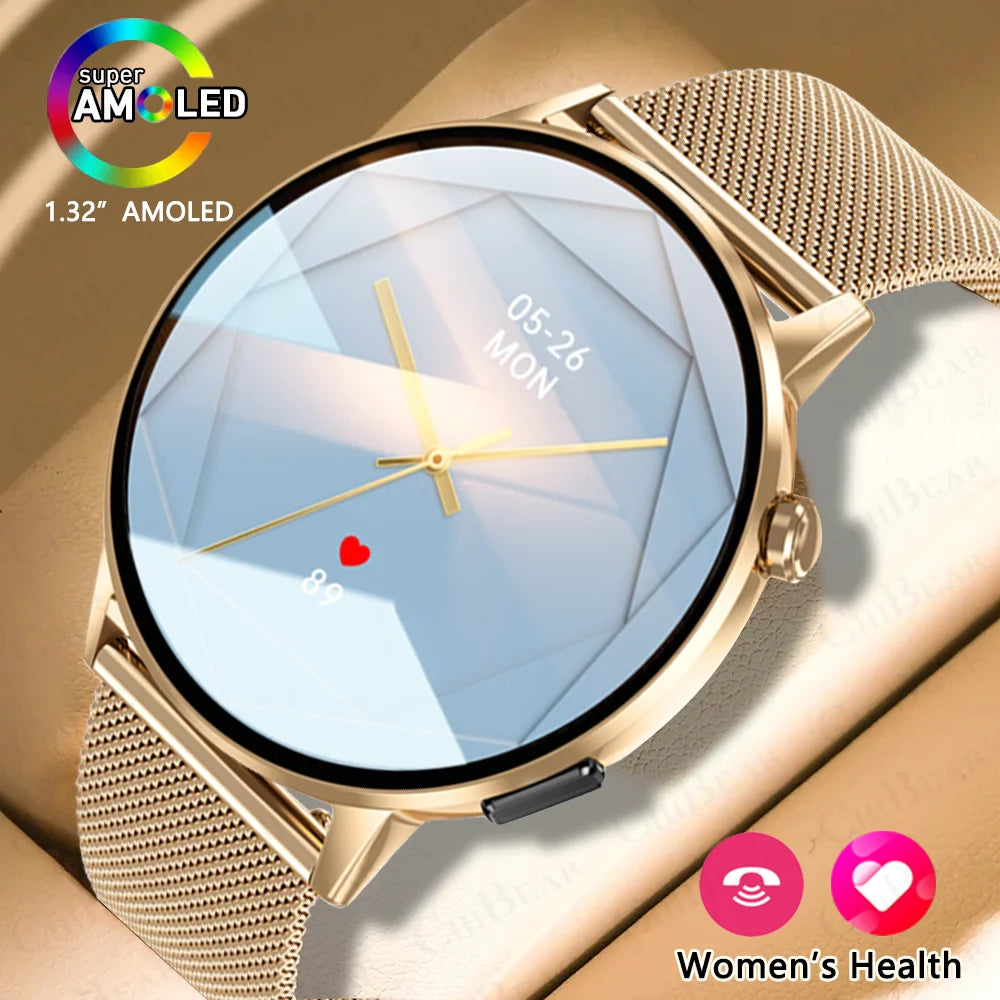 LunaWatch X™ Lady Slim AI – Montre Connectée Femme AMOLED 1.32", Appels BT, AI, Santé Féminine, 9 Bracelets