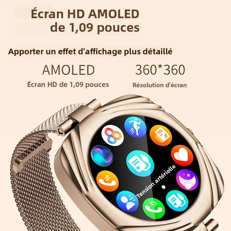 LunaWatch X™ Lady Slim – Montre Connectée Femme AMOLED 1.09", GPS, IP68, FC, SpO2, Appels BT