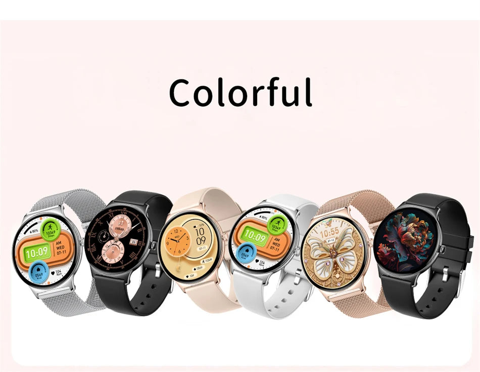 LunaWatch X™ Lady 466 – Montre Connectée Femme AMOLED 1.43", Always On, Appels BT, Santé Féminine, 9 Coloris