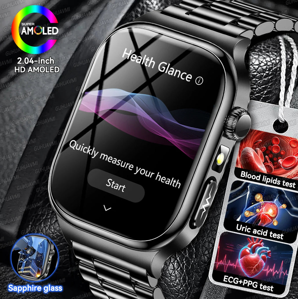 LunaWatch X™ Ultra Health Pro – Montre Connectée AMOLED 2.04", ECG, Saphir, IP68, 14-20 Jours, 13 Bracelets