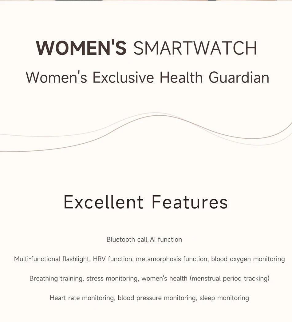 LunaWatch X™ Lady Slim AI – Montre Connectée Femme AMOLED 1.32", Appels BT, AI, Santé Féminine, 9 Bracelets
