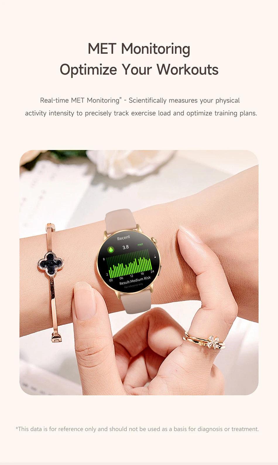 LunaWatch X™ Lady Slim AI – Montre Connectée Femme AMOLED 1.32", Appels BT, AI, Santé Féminine, 9 Bracelets