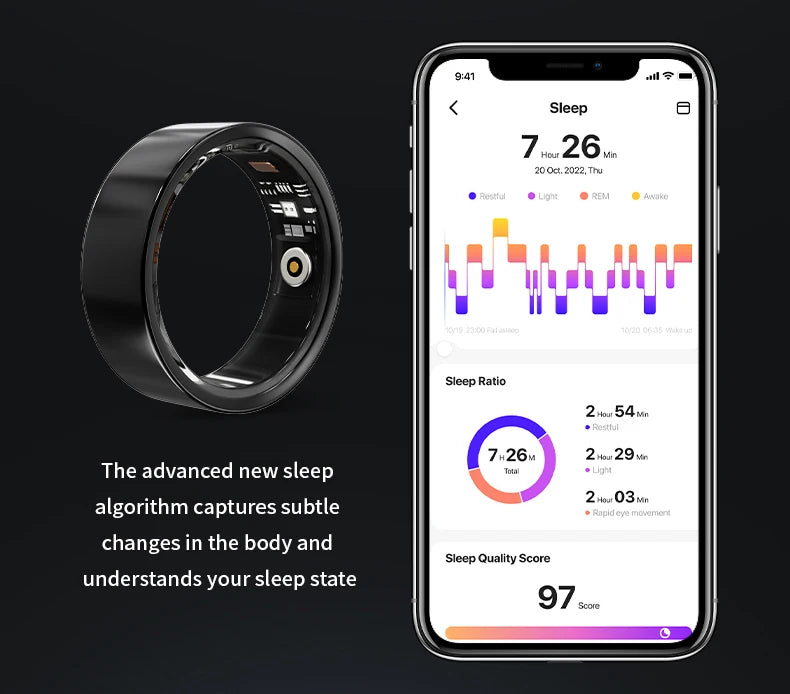 NovaRing X™ Titanium – Smart Ring, Titanium, HR, SpO2, Stress, IP68, 5-7 Days